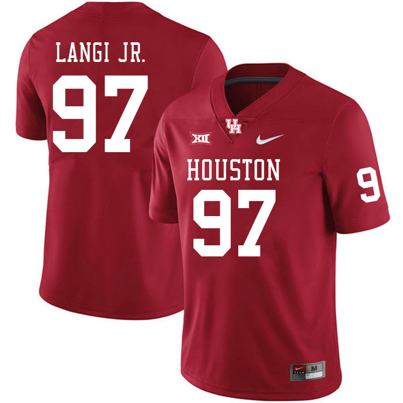 Men #97 Amipeleasi Langi Jr. Houston Cougars Big 12 XII College Football Jerseys Stitched-Red